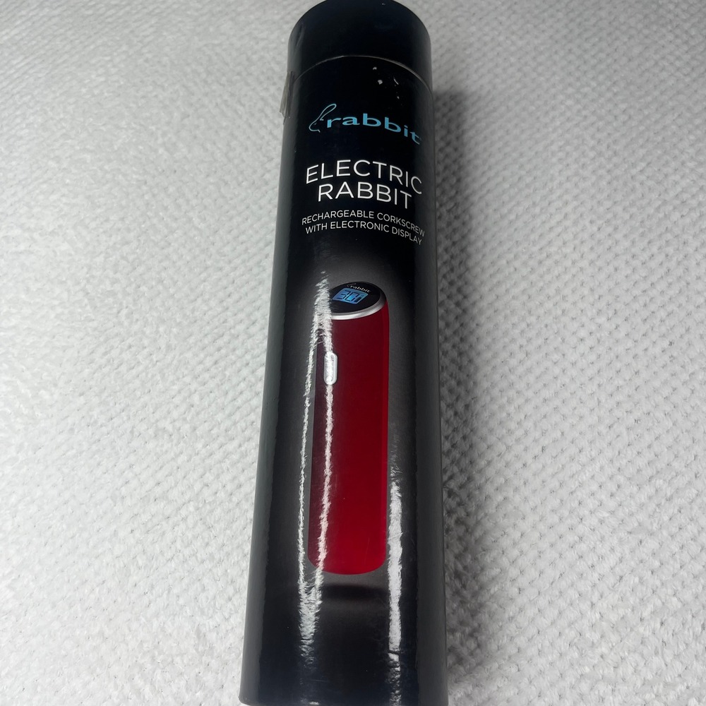 Rabbit Electric Corkscrew Rechargeable Wine Opener Red Metrokane 6205 LCD